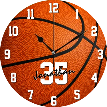 Классный дизайн баскетбольного мяча, Персонализированные настенные часы для гостиной, пользовательские названия, баскетбольные большие настенные часы, Спортивный домашний декор