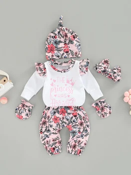 Комплект одежды для новорожденного мальчика из 3ШТ, комбинезон с принтом короны Маленького принца, полосатые штаны и шляпа, Очаровательный подарок для детского душа