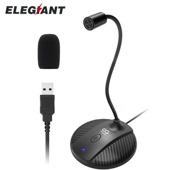 Компьютерный микрофон ELEGIANT EGM-03 USB, игровой микрофон RGB, Всенаправленный конденсаторный шумоподавляющий разъем, настольный ПК, ноутбук