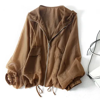 Корейская солнцезащитная одежда, толстовка с капюшоном, Женский свободный ветрозащитный топ на молнии, Повседневная спортивная легкая солнцезащитная куртка, Женская
