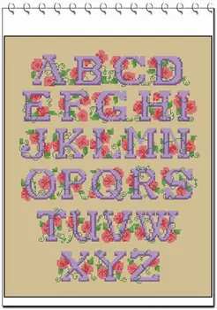 Красные цветочные буквы 33-39 Узоров для вышивки крестом Нитки для вышивания своими руками Рукоделие Ручное шитье Подсчитано