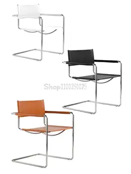Кресло / Антикварный стул из нержавеющей стали с трубкой, современное седло из кожи, обеденный стул из утолщенной кожи