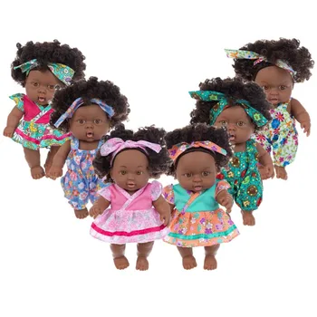 Кукла-Реборн-Бэби Имитационная Кукла 8-дюймовая Африканская Черная милая кукла-малышка Виниловая кукла-Реборн Детские игрушки
