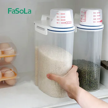 Кухонные пластиковые герметичные емкости для хранения продуктов FaSoLa Контейнер для хранения зерновых, фасоли и риса, не содержащий BPA Диспенсер, Хранители