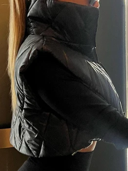 Легкий стеганый жилет на молнии, женское пальто с воротником-стойкой, укороченный пуховик, жилет с хлопковой подкладкой, теплая верхняя одежда