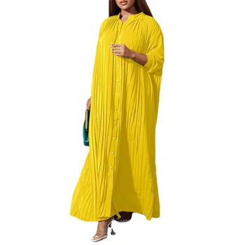 Летнее Африканское длинное платье из полиэстера с длинным рукавом, синее желтое плиссированное вечернее платье, платье Макси, Африканская одежда, Африканские платья для женщин