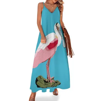 Летнее платье без рукавов Roseate Spoonbill, женская одежда, летние платья, элегантные женские комплекты, летние платья.