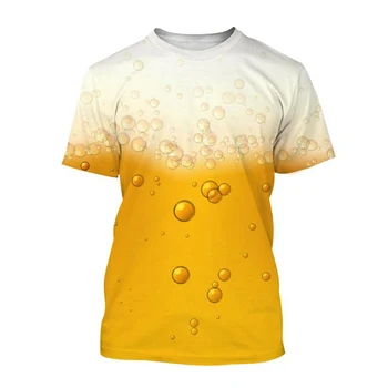 Летняя крутая модная пивная мужская футболка с 3D-изображением пивных пузырей, повседневная футболка Унисекс с коротким рукавом