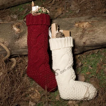 Маленькие шерстяные изделия ручной вязки, скручивания из жареного теста, игла из османтуса, шерстяной пакет для Рождественских подарков, Рождественские носки, пакет для конфет, декоративные носки
