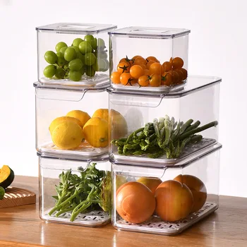 Материал ПЭТ-холодильник ящик для хранения овощей, фруктов слива свежая коробка грубого зерна продукты питания и напитки прозрачный ящик для хранения 