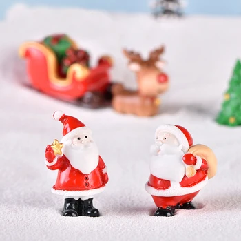 Мини-рождественское украшение из смолы, Санта-Клаус, Снеговик, елка в форме микро-ландшафтной модели, Фигурки для Рождественской вечеринки для дома