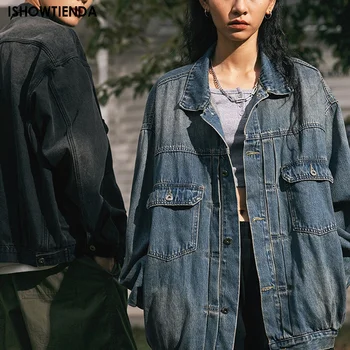 Модная мужская джинсовая рубашка с длинным рукавом в японском стиле, повседневное пальто с лацканами, Весенне-осенний молодежный тренд 2023 года, Высококачественная мужская одежда