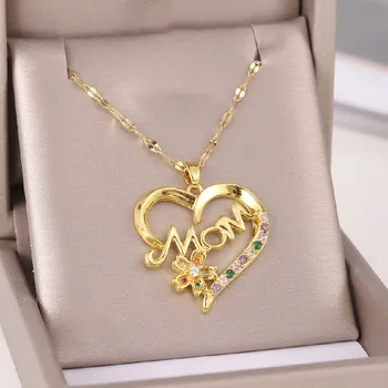 Модное женское ожерелье с подвеской, медные украшения, простое роскошное креативное ожерелье с подвеской для мамы из циркона, подарок на День матери