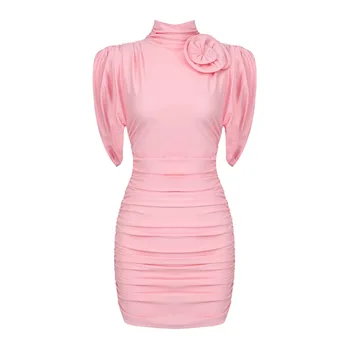 Модное женское платье, лето 2023, Новая сексуальная плиссированная облегающая одежда, клубные вечерние мини-платья для вечеринок
