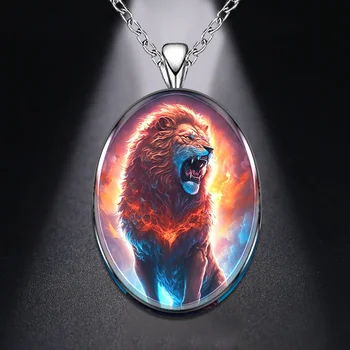 Модное креативное ожерелье с круглым кулоном в виде льва, подарок на годовщину вечеринки
