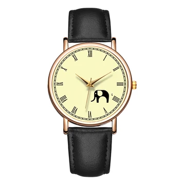 Модные женские кварцевые часы Elephant Простые повседневные кожаные Водонепроницаемые наручные часы Женские Классические кварцевые часы с круглым циферблатом