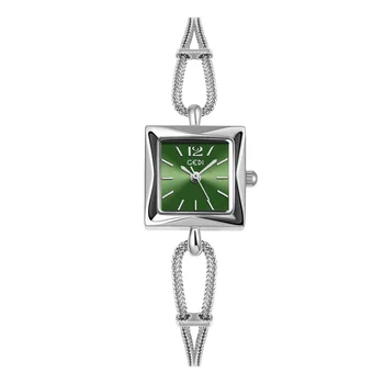 Модные новые женские легкие роскошные Маленькие водонепроницаемые кварцевые часы с браслетом из сплава с квадратной пластиной высокого качества