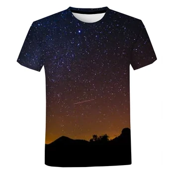 Мужская и женская модная футболка со звездным рисунком, летняя повседневная мужская уличная одежда с 3D-принтом, индивидуальность, футболка с коротким рукавом, топ