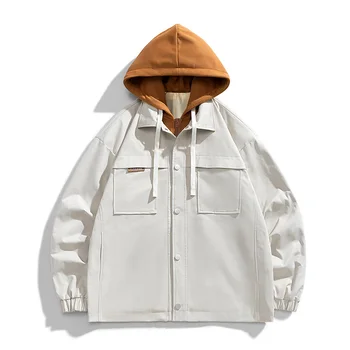 Мужская куртка-ветровка 2023, Новое Модное высококачественное пальто с капюшоном, Свободная рабочая куртка из двух частей