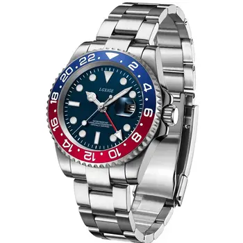Мужские часы LGXIGE 42 мм, оригинальный часовой бренд TrtarHouse, механизм GMT, автоматические механические часы, толщина 100 м, водонепроницаемость