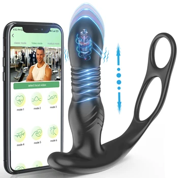 Мужской толкающий массажер простаты Bluetooth приложение Вибратор для мужчин Гей Беспроводной дистанционный стимулятор простаты Секс-игрушка для пар