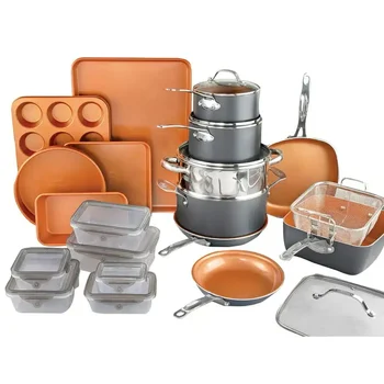 Набор посуды из 32 предметов, формы для выпечки и хранения продуктов, кастрюли и противни с антипригарным покрытием