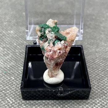 НОВИНКА! 100% Натуральный образец минерала малахит, хрустальные камни и кристаллы, целебный кристалл + размер коробки 3,4 см
