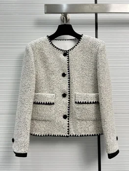 Новое роскошное черно-белое пальто heavy industry snowflake point с замком модного и продвинутого стиля
