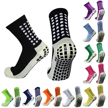 Новые противоскользящие футбольные носки, мужские, женские, для занятий спортом на открытом воздухе, футбольные носки, антидес...
