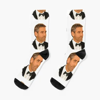 Носки с цифровой росписью Джорджа Клуни, футбольные носки, мужские спортивные чулки, мужские носки из хлопка