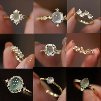 Обручальные кольца с кристаллами циркона Для женщин, открытая манжета, кольцо из натурального камня, винтажные ювелирные изделия, подарок Bague