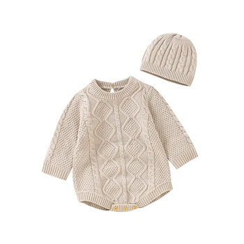 Одежда Для маленьких мальчиков и девочек, Зимние Хлопчатобумажные Трикотажные Комбинезоны с длинными рукавами для новорожденных, Комплекты одежды, Осенние Комбинезоны для младенцев 0-18 м