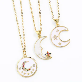 Ожерелье со звездами и луной с орнаментом V & YIDOU, женское ожерелье с капающим маслом, циркон, подвеска в виде луны, цепочка для ключиц n0756