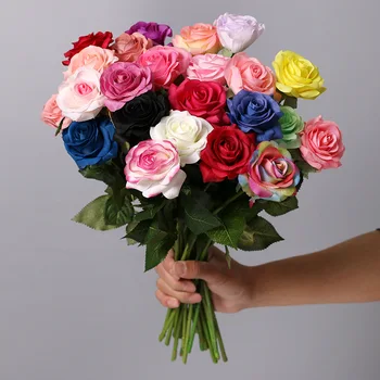 Оптовая продажа увлажняющих роз Single Handfeel от производителей, Имитационные цветы, Увлажняющие розы, Искусственные цветы, Li