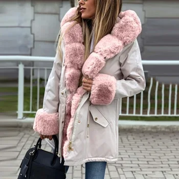 Пальто для женщин 2023, женская теплая куртка на молнии с капюшоном и длинным рукавом, модное однотонное пальто с хлопковой подкладкой