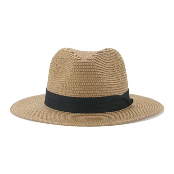 Панама, Мужская Классическая соломенная Джазовая шляпа, Женская Уличная Пляжная Гавайская лента, Солнцезащитная Летняя шляпа, Фетровая шляпа Унисекс