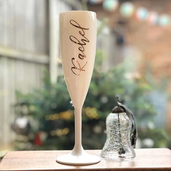 Персонализированный Бокал для шампанского из белого стекла Prosecco, изготовленный на Заказ Бокал для вина для подружек невесты, Акриловый Бокал для вечеринки, Праздничные подарки для невесты для нее