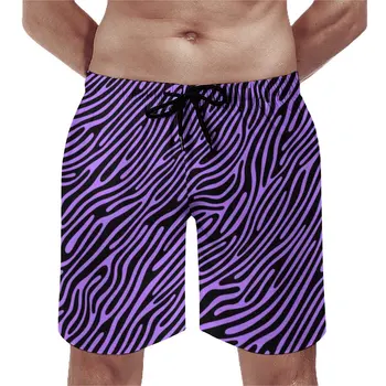 Пляжные шорты Lila Zebra в полоску с животным принтом, удобные пляжные шорты для отдыха, мужские плавки большого размера