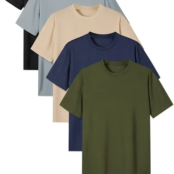 Повседневные однотонные пустые комплекты из 5 шт. нестандартных цветов, короткие рукава для мужчин, дышащая верхняя одежда с принтом, винтажная футболка