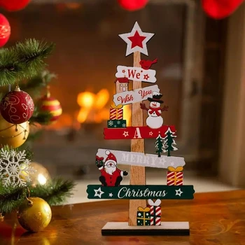 Подарки для новогодней вечеринки 2023 года, Настольная Рождественская елка, Санта-Клаус, украшение своими руками, Деревянные Рождественские таблички, Рождественское украшение