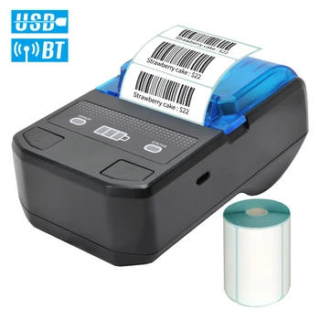 Портативный Термопринтер для Изготовления Этикеток Wireless BT Mini Label Printer 58mm Barcode Printer для Печати Этикеток на Складе Розничных Ценников