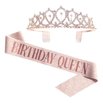 Пояс и корона из страз- подарок на день рождения, блестящий пояс на День рождения, подарок для вечеринки по случаю Дня рождения