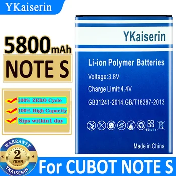 Примечания к аккумулятору YKaiserin Аккумуляторная батарея большой емкости емкостью 5800 мАч для CUBOT NOTE S + Трек БЕЗ аккумулятора