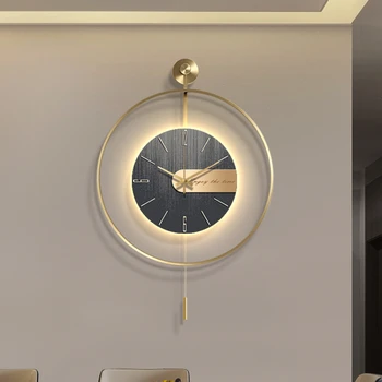 Простые настенные часы, современный дизайн, Художественные часы, украшение гостиной, Подсветка, Немой Звук, Настенные часы, украшение гостиной