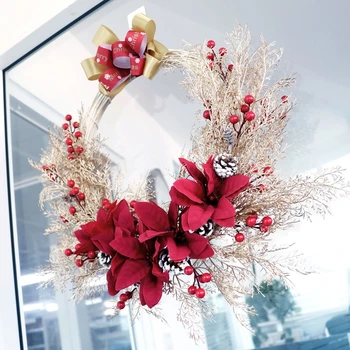 Рождественские украшения Рамка из инея Искусственные цветы венки Рождественские украшения Прямая поставка