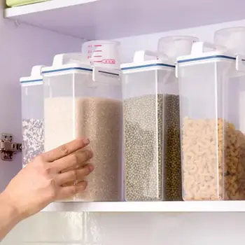 с мерным стаканом 3 л Удобный кухонный резервуар для хранения зерна Контейнер для хранения риса большой емкости Легкий для дома