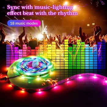 Светодиодные фонари для синхронизации музыки в спальне, меняющие цвет светодиодные фонари с управлением Bluetooth, светодиодная лента ws2812b для домашней вечеринки в номере