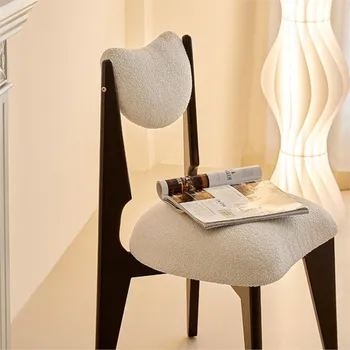 Стул MOMO Nordic из массива дерева, домашний комод для спальни, табурет в старинном стиле, обеденный стул, современный стул со спинкой из шерсти ягненка