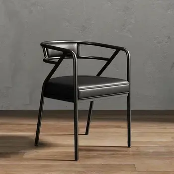 Стулья с черными подушками Для столовой на открытом воздухе из металлической кожи Nordic Chair Single Sillas De Comedor De Leather Y Современная мебель Йерро
