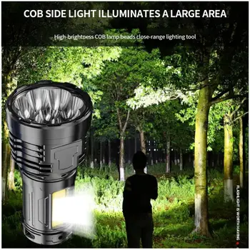 Супер яркий фонарик, 8 светодиодов + 1 COB, ультра Мощный светодиодный фонарик, перезаряжаемый боковой фонарь COB, 5 режимов приключений на свежем воздухе